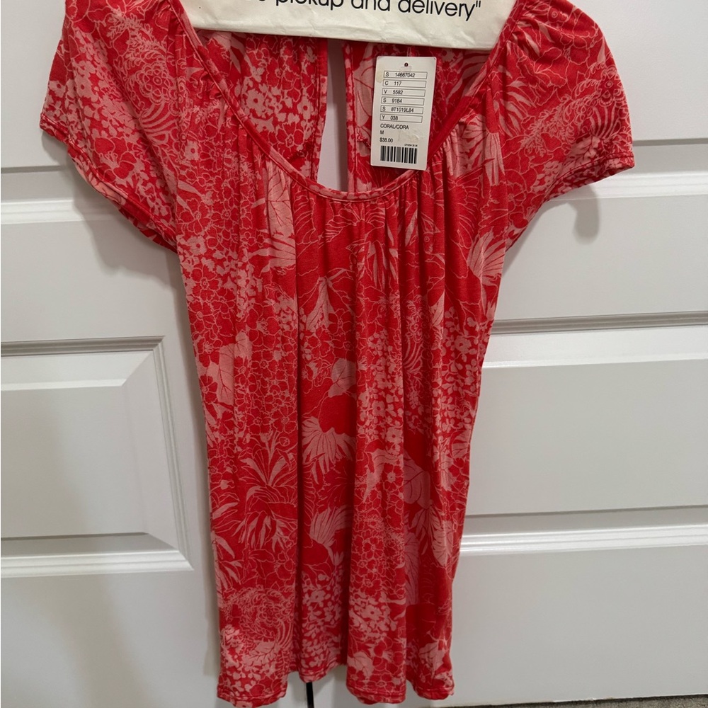 Lux Red Floral Blouse